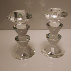 Simon & Design Diamond cut Crystal Candle Holders